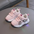 thumbnail image 2 of CYRBOKO Girls Light Up Sneakers, Non-slip No-Tie Running Soft Sole Casual Shoes Pink Size 7-8 T, 2 of 5