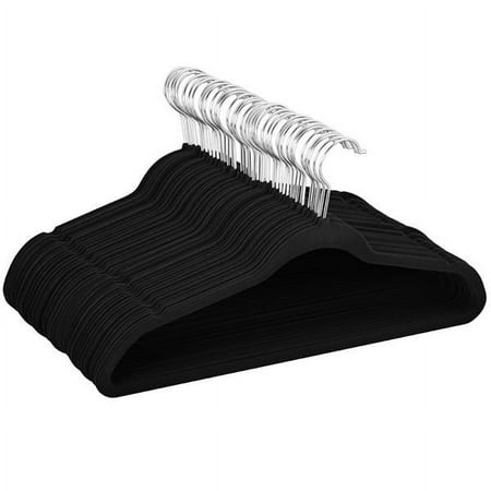 Yaheetech Non Slip Velvet Hangers, Pack of 100, Black