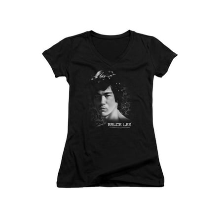 Junior Faces - Bruce Lee Martial Arts In Your Face Junior V-Neck T-Shirt Tee