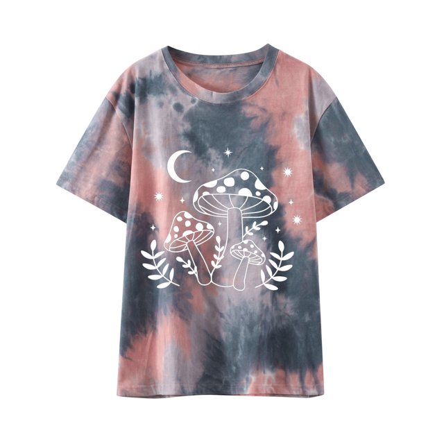Blusa de Manga Corta Con Cuello Redondo Y Estampado de Corbata Suelta Informal Para Mujer Odeerbi ODB181092