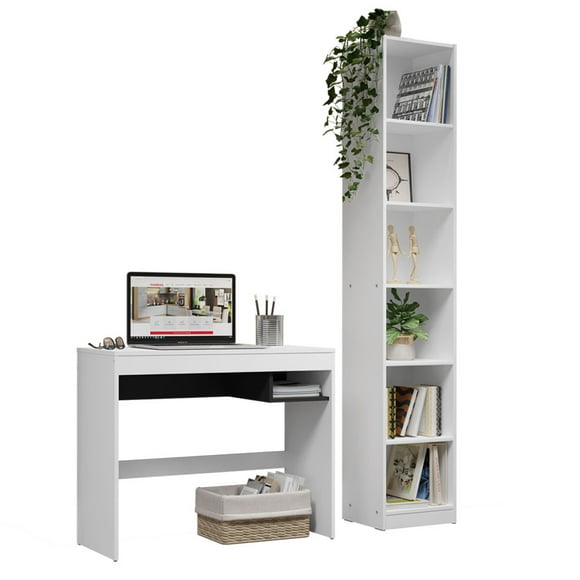 Escritorio Madesa Rubi y Librero Organizador 6906 Blanco