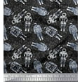 thumbnail image 1 of Soimoi Silk Fabric Dot & Astronaut Galaxy Printed Fabric 1 Yard 42 Inch Wide, 1 of 1