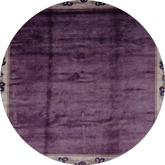 Ahgly Company Indoor Round Abstract Plum Purple Abstract Area Rugs, 8' Round