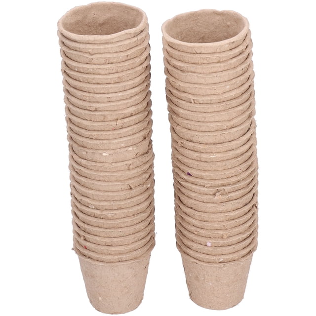 50 macetas redondas de turba de 6 cm, degradables, para semilleros, accesorios de plantación.