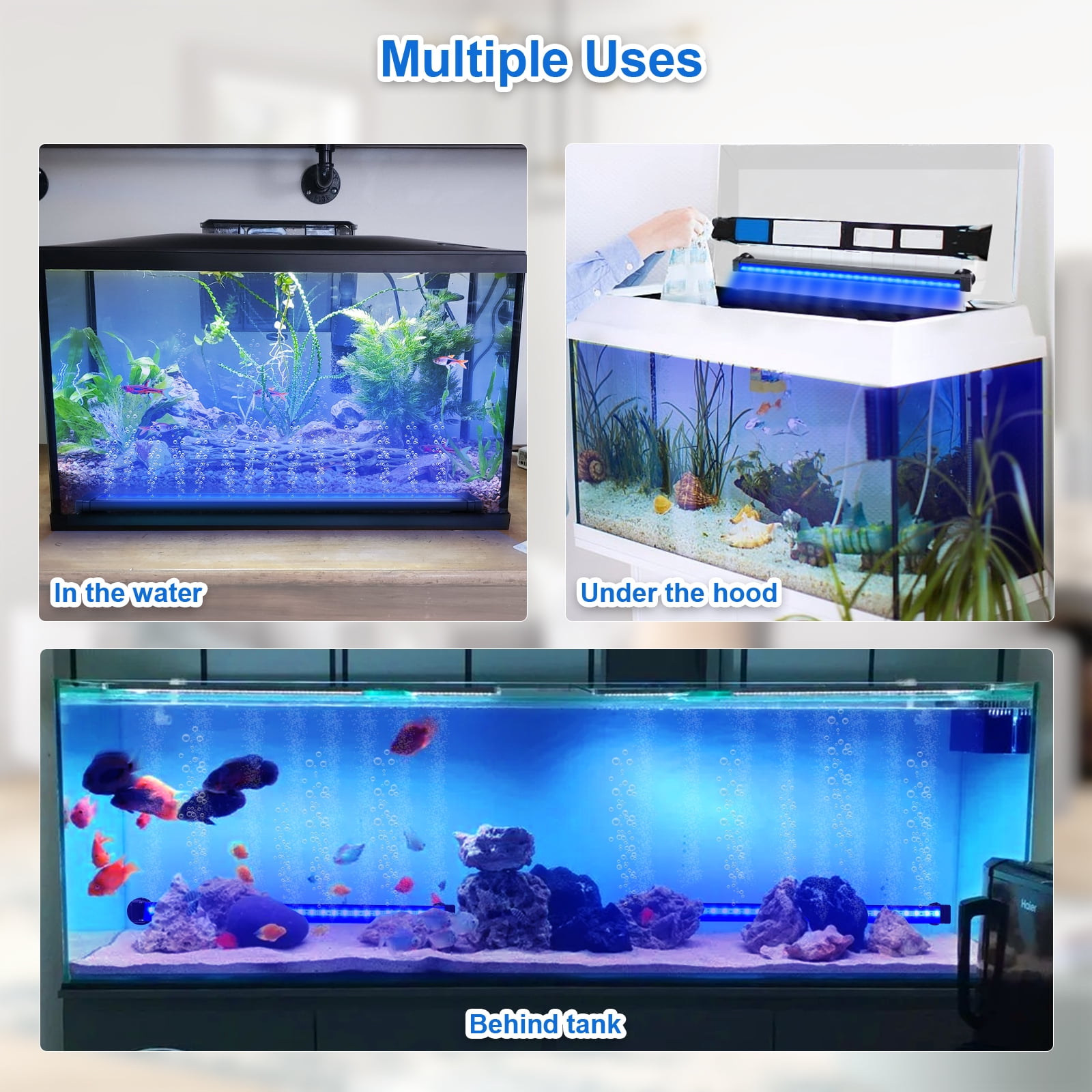 DONGPAI 16CM-61CM LED Aquarium Fish Tank Light RGB Waterproof Air Bubble Lamp with Remote Control LED Light bar Stick