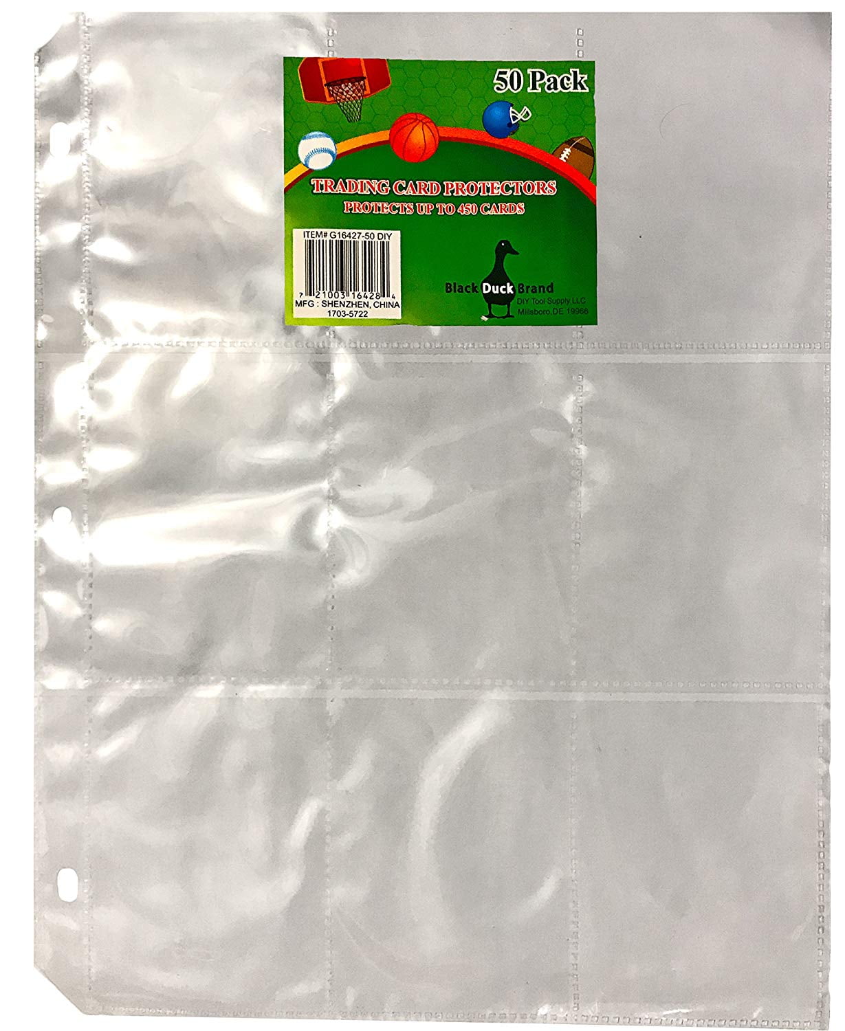 Trading Card Protector Sheets 9 Pocket X 50 Plastic Pages Holds 450 Cards  (3-Ring Binder Compatible) - Walmart.com
