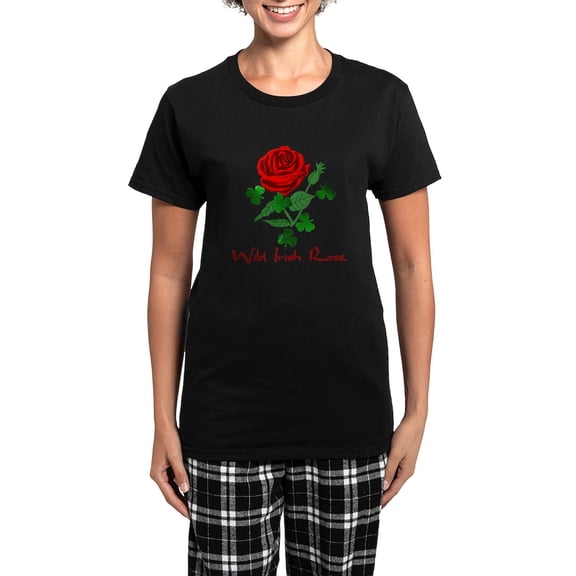 CafePress - Wild Irish Rose Pajamas - Women's Short Sleeve Print T-Shirt and Pants Dark Cotton Pajama Set