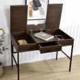 thumbnail image 2 of GZXS Modern Writing Desk with Hidden Charging Station, Flip-Top Storage Compartments & 1 Drawer, 42-Inch Computer Desk with USB & Power Outlets, Oak Finish, 2 of 9
