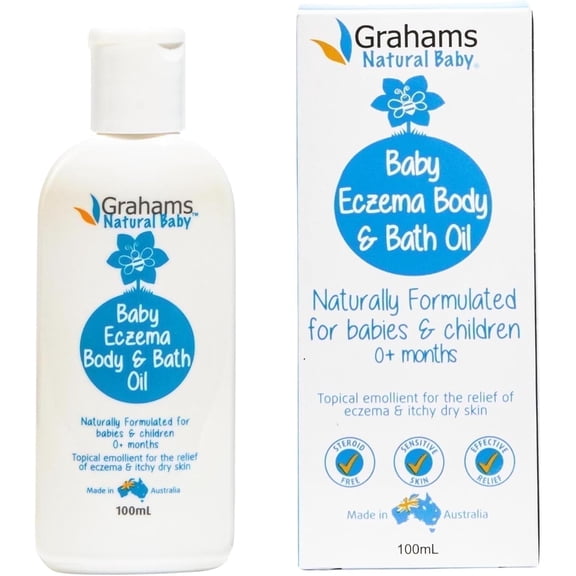 Grahams Natural Baby Eczema Body & Bath Oil, for Eczema & Cradle Cap (100ml)