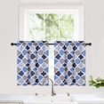 thumbnail image 2 of Yesfashion Tier Curtains, Geometric Pattern Short Bathroom Window Curtain, Cotton Blend Trellis Design Half Window Curtains, Set of 2, 2 of 7