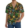 thumbnail image 7 of Lsque Hawaiian Culture Symbols print Men's Cuban Collar Short Sleeve Shirt Summer Beachwear Casual Button Down Fashionable Vacation Leisure Shirt-Medium, 7 of 7