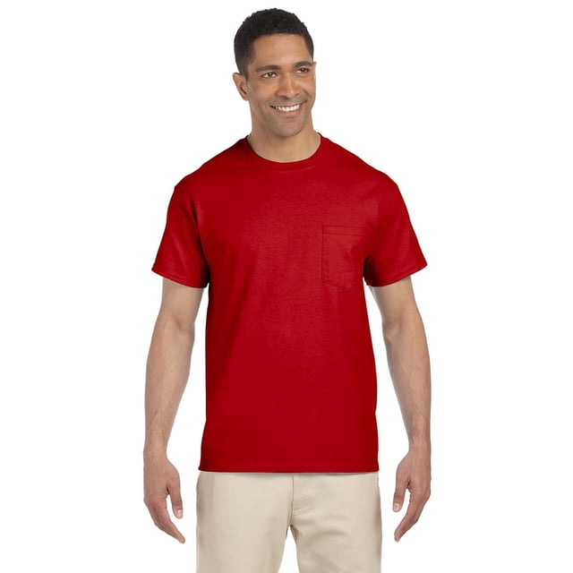 Gildan T-Shirt Adulte Ultra Coton 6 oz avec Poche - Rouge - S