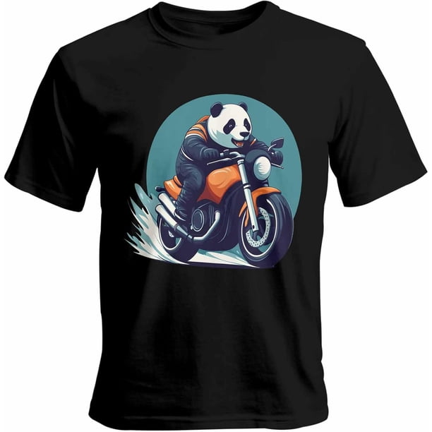 Camisetas para hombre con diseño de panda en motocicleta, camisetas casuales de manga corta para hombre, camisetas gráficas para adolescentes, niños y hombres