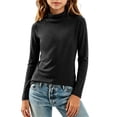 thumbnail image 6 of LUGOGNE Girls Tshirt Turtleneck Long Sleeve Thermal Undershirt Soft Comfortable Fall Winter Basic Tops Black,2-3 Years, 6 of 6