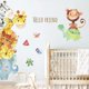 thumbnail image 4 of Calcomanías de pared de animales de dibujos animados, calcomanías de pared de animales de la selva, pegatina de pared de elefante y jirafa para habitación de bebé, Mural de baño para niños, 4 of 5