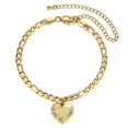 thumbnail image 5 of Hermah Gold Heart Initial Letter Anklet for Women Figaro Foot Chain, 5 of 7