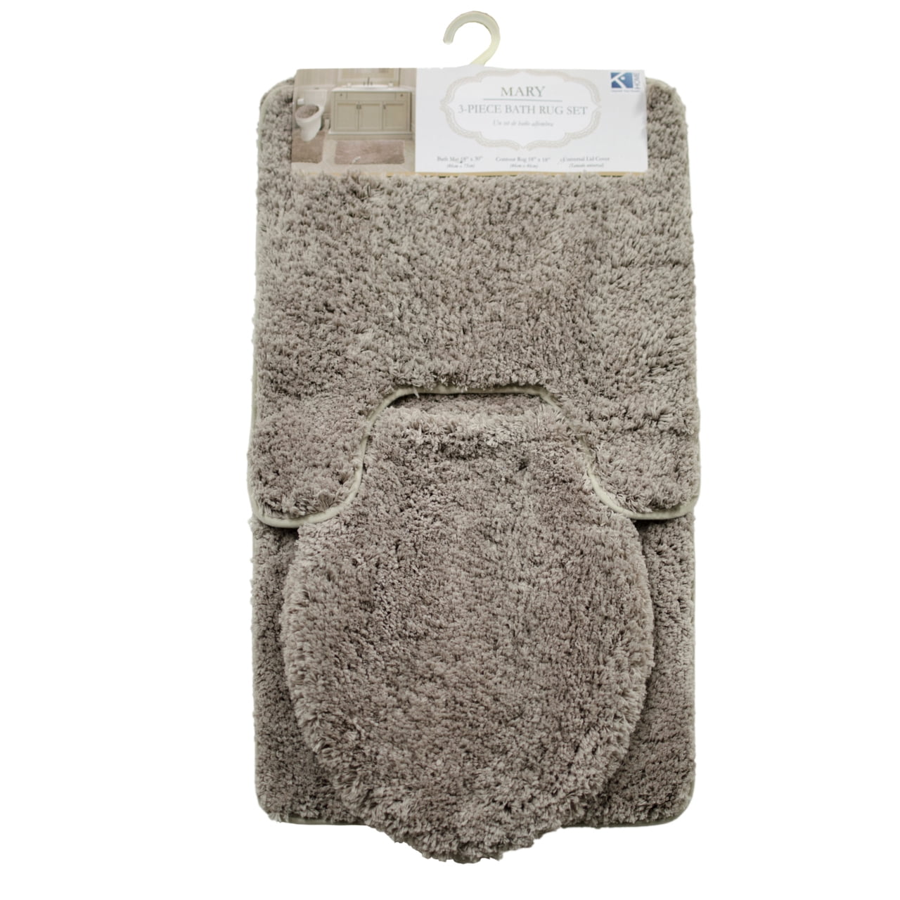 3PC BATHROOM SET RUG CONTOUR MAT TOILET LID COVER SOLID COLOR BATHMAT MARY - Picture 35 of 66