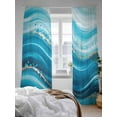 thumbnail image 3 of Sheer Curtains 108 inches Long, Abstract Fluid Art Vintage Blue Gradient Oil Painting Light Filtering Sheer Window Curtains Rod Pocket Voile Drapes for Bedroom Living Room, 52"W x 108"L 2 Panels, 3 of 7