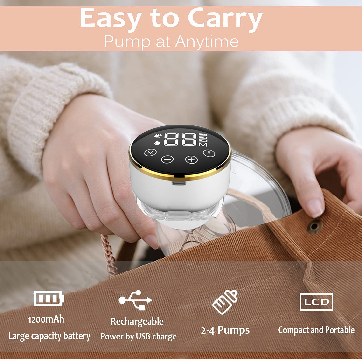 Tire-lait électrique Mains Libres – 4 Modes, 9 Niveaux, écran LCD, Rechargeable USB-C, Silencieux