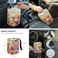 thumbnail image 6 of Yuyamidu Highland Cow Front Rear Car Seat Covers Dahlia Steering Wheel Cover Seat Belt Pads Coasters Waste Bin Armrest Cover Cup Holders Rearview Mirror Cover Handbrake Cover Set, 14 PCS, 6 of 7