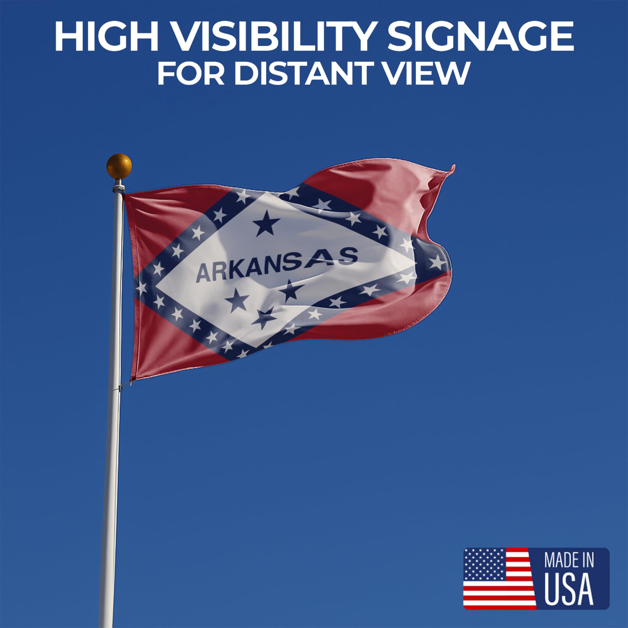 Arkansas Outdoor Flag (3x5ft) by DreamController - Durable, Fade-Resistant Polyester, Double-Stitched, Brass Grommets - HD Printed USA State Flag - Made in USA