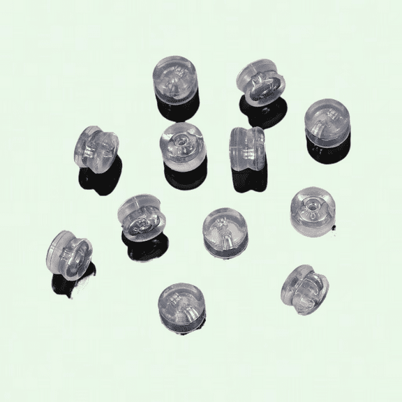 Silicone Earring Backs, 18k Silk Plated Glass with Secure Studs, Earlobe Cushions, Screw-on Earring Backs