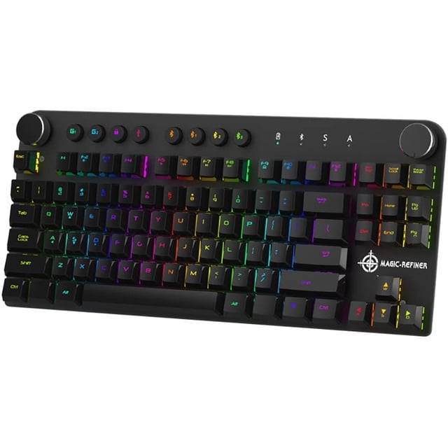Mechanical Gaming Keyboard Wired USB and Wireless BT 3.0 RGB Backlight Switchable 87 Keys Gaming Keyboard Magic-Refiner MK11 for Computer Gamer