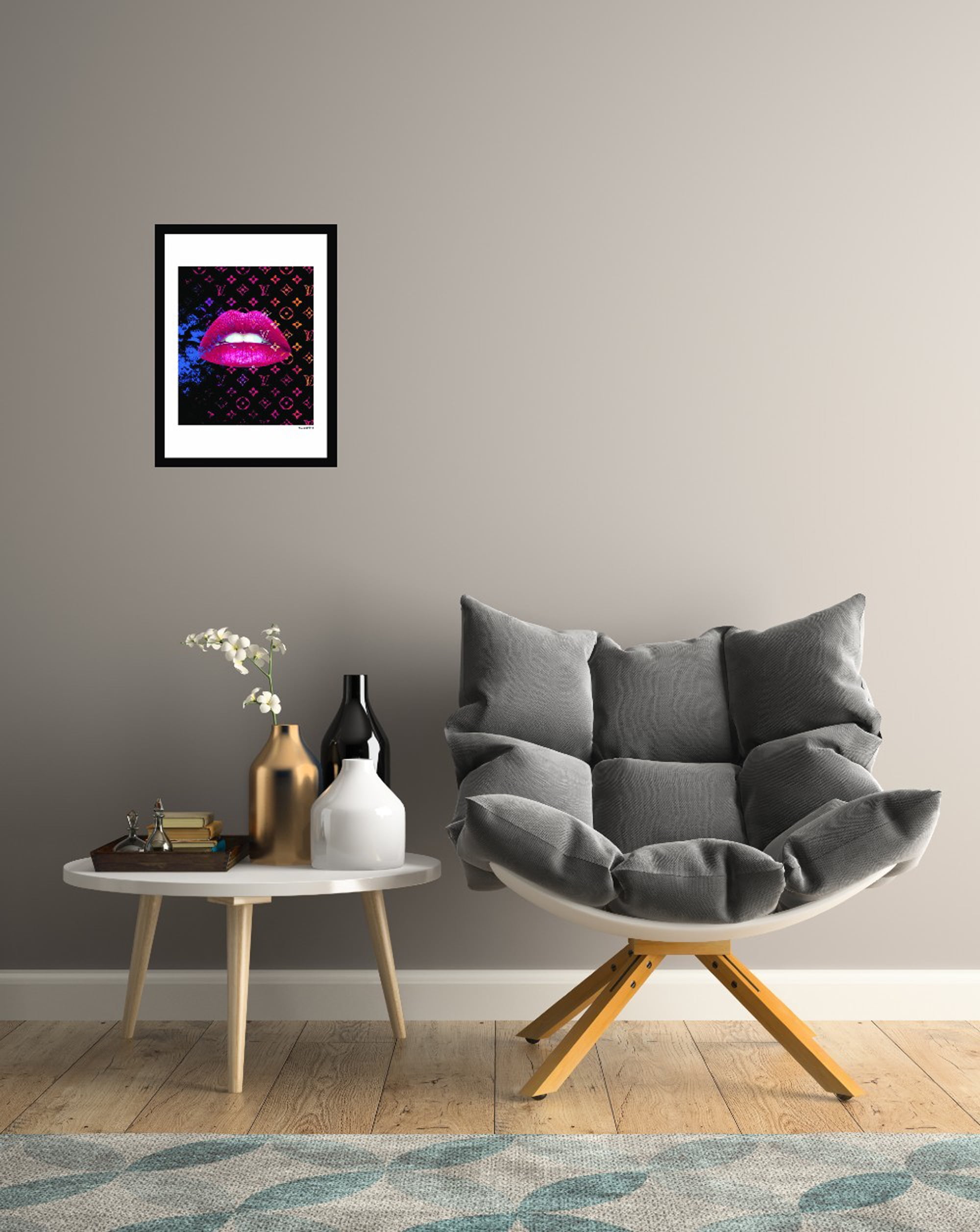 Venice Beach Collection's Hot Pink Glam Lips 14x18 Framed Print