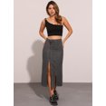 thumbnail image 4 of DARING DIVA Women Denim Zipper Front Split Long Jean Skirt with Pockets M Black, 4 of 5