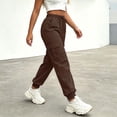 thumbnail image 4 of Cmfcve Cargo Pants for Women Lightweight Hiking Pants High Waist Drawstring Casual Joggers with Pockets, 4 of 6