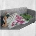 thumbnail image 6 of Tropical Soft Flannel Fleece Throw Blanket, Exotic Nature Botanical Artwork Leaves and Flamingo Watercolors Print, Cozy Plush for Indoor and Outdoor Use, 50" x 70", Green Pink Blue, by Ambesonne, 6 of 6