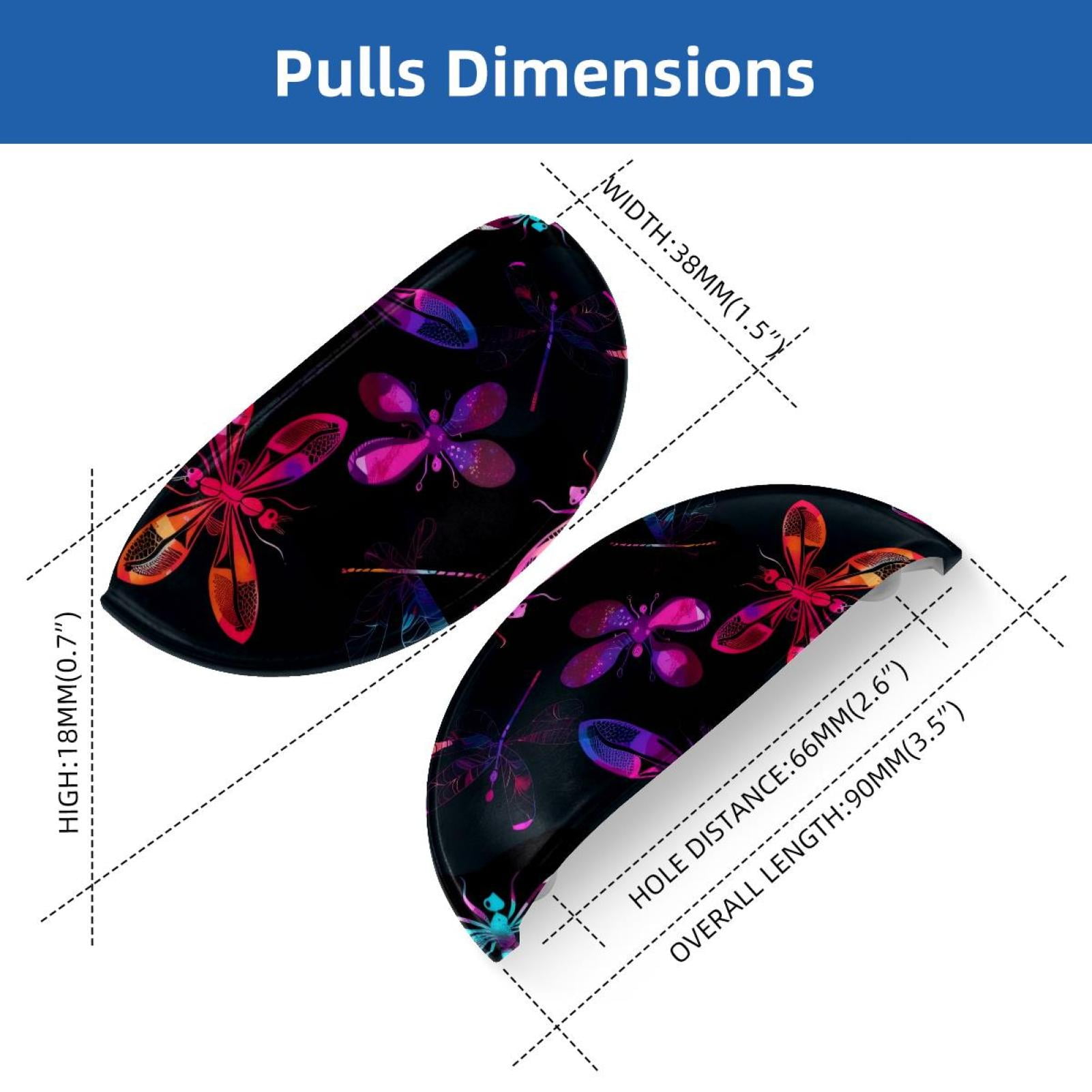 PhooArto 6 Pcs Cup Drawer Pulls, Colorful Dragonflies Pattern Shell Shape Handles Cabinet Knobs for Dresser Cupboard Closet Wardrobe with Screws