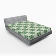 thumbnail image 2 of Ambesonne Geometric Fitted Sheet, Grunge Whimsical Pattern, Full Size, Fern Green Khaki and White, 2 of 5