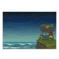 thumbnail image 3 of Ocean Cutting Board, Cartoon Car with Surfboards Blue Night Ocean Waves Travel Summer Island Illustration, Decorative Tempered Glass Cutting and Serving Board, Small Size, Multicolor, by Ambesonne, 3 of 5