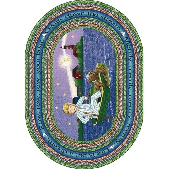 Row Your Boat 3 ft.10 in. x 5 ft.4 in. Oval  WearOn Nylon Machine Tufted- Cut Pile Just for Kids Rug