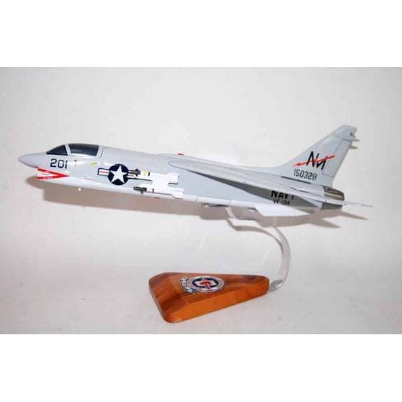 VF-194 Red Lightnings F-8J (1975) Model,Vought F-8 Crusader,18",Mahogany Scale Model
