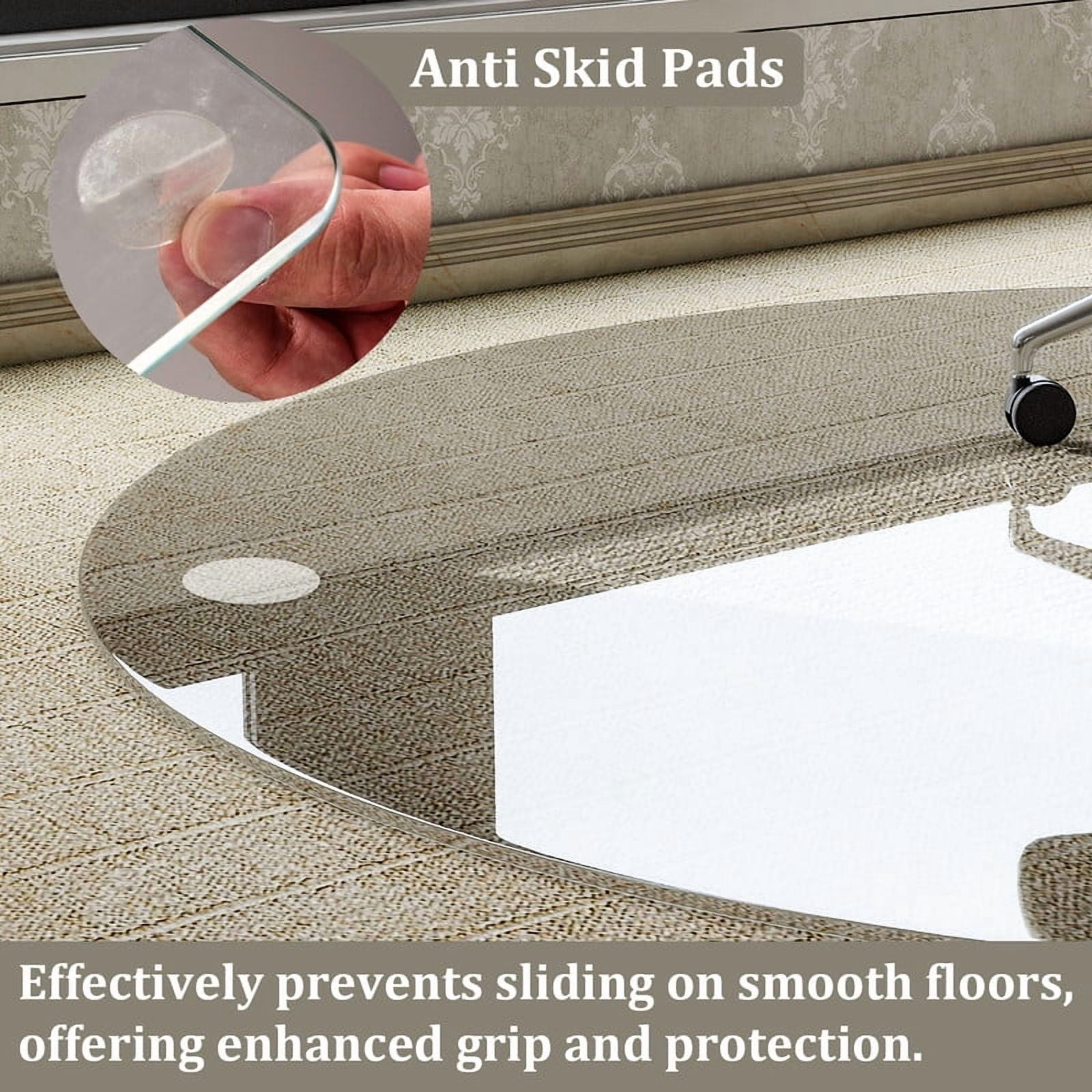 Mirrasia 46" Round Tempered Glass Floor Mat Heavy Duty Hard Office Chair Mat,Clear