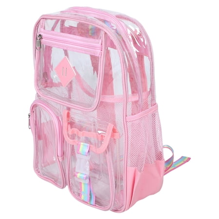 SEWOART Lavender Transparent PVC Backpack with Front Pocket for Concert Stadium Events