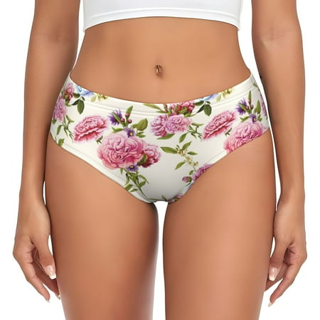 Womens Underwear - Carnations Flowers Bouquet No Show Seamless Underwear for Women  Soft Stretch Womens Panties  Hipster Ladies Panties Bikini Underwear Briefs