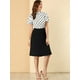 thumbnail image 3 of Allegra K Blusa Corta Manga Acampanada Ojo De Cerradura En La Espalda Plisado Cuello Alto Lunares Top Para Mujer Blanco Negro XL, 3 of 6