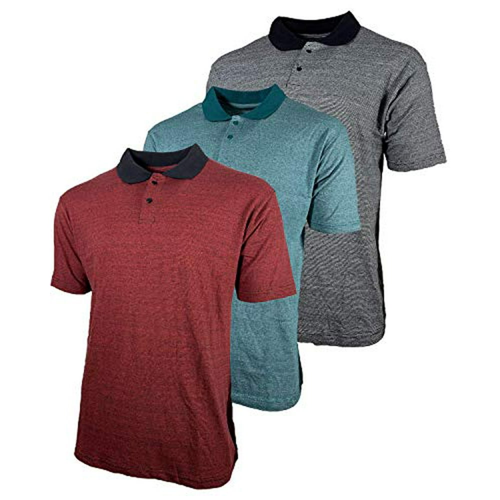 BROOKLYN VERTICAL 3-Pack Mens Striped Short Sleeve Two Button Cotton ...