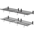 thumbnail image 1 of Tablette Murale Pliable, Ensemble de 4 Étagères Murales de Rangement pour Garage, Tablettes Flottantes en Métal Robustes avec 8 Crochets, Capacité de 180 Lb, pour Bureau, Cuisine et Buanderie, 1 of 13