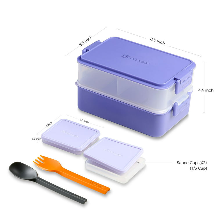  linoroso Stackable Bento Box Adult Lunch Box  Meet All You  On-the-Go Needs for Food, Salad and Snack Box, Premium Bento Lunch Box for  Adults Include Utensil Set, Dressing Containers 