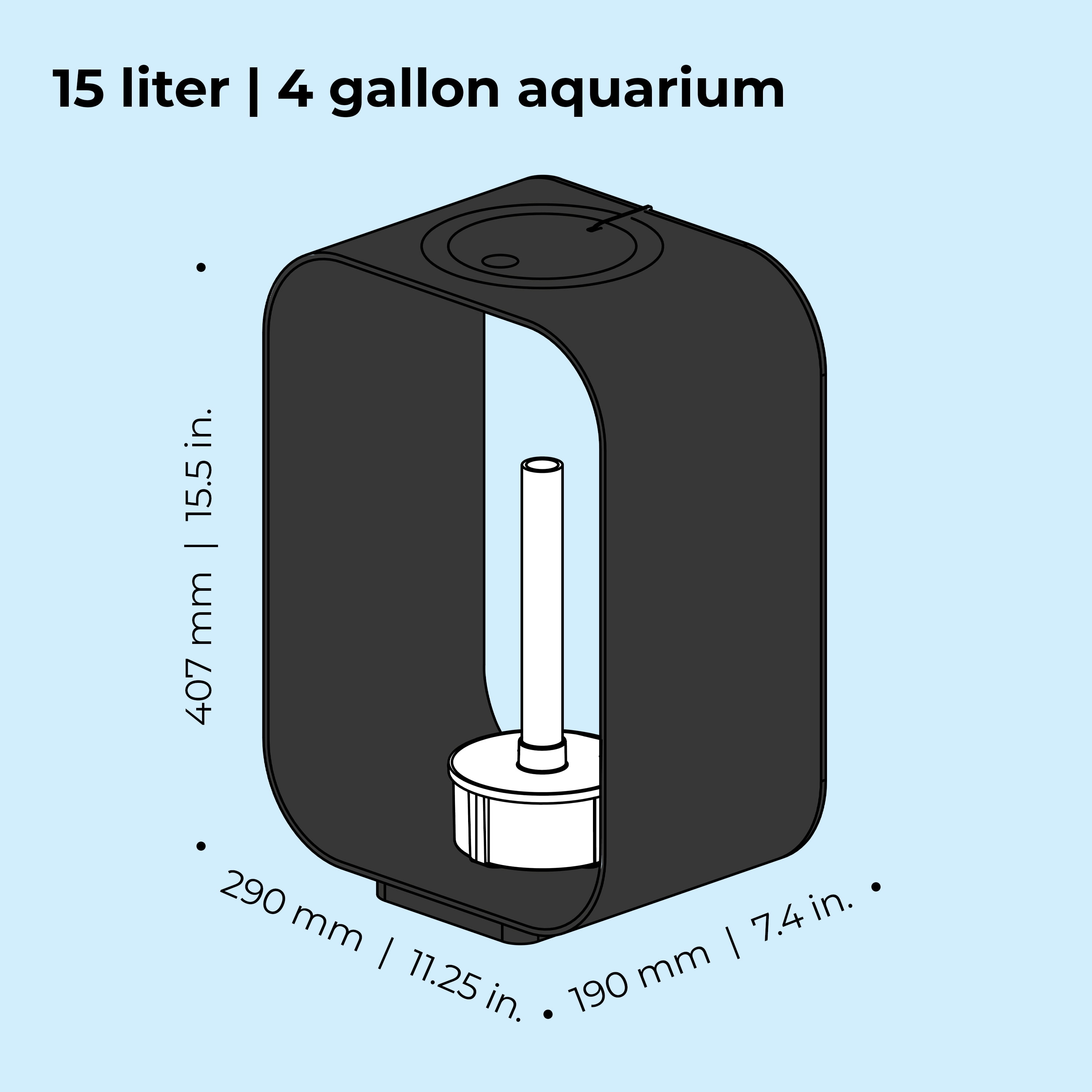biOrb LIFE 15 Aquarium with Standard Light - 4 Gallon, Black