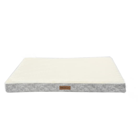 Vibrant Life Large Orthopedic Foam Mat Pet Bed, Gray and White, 35" x 25"