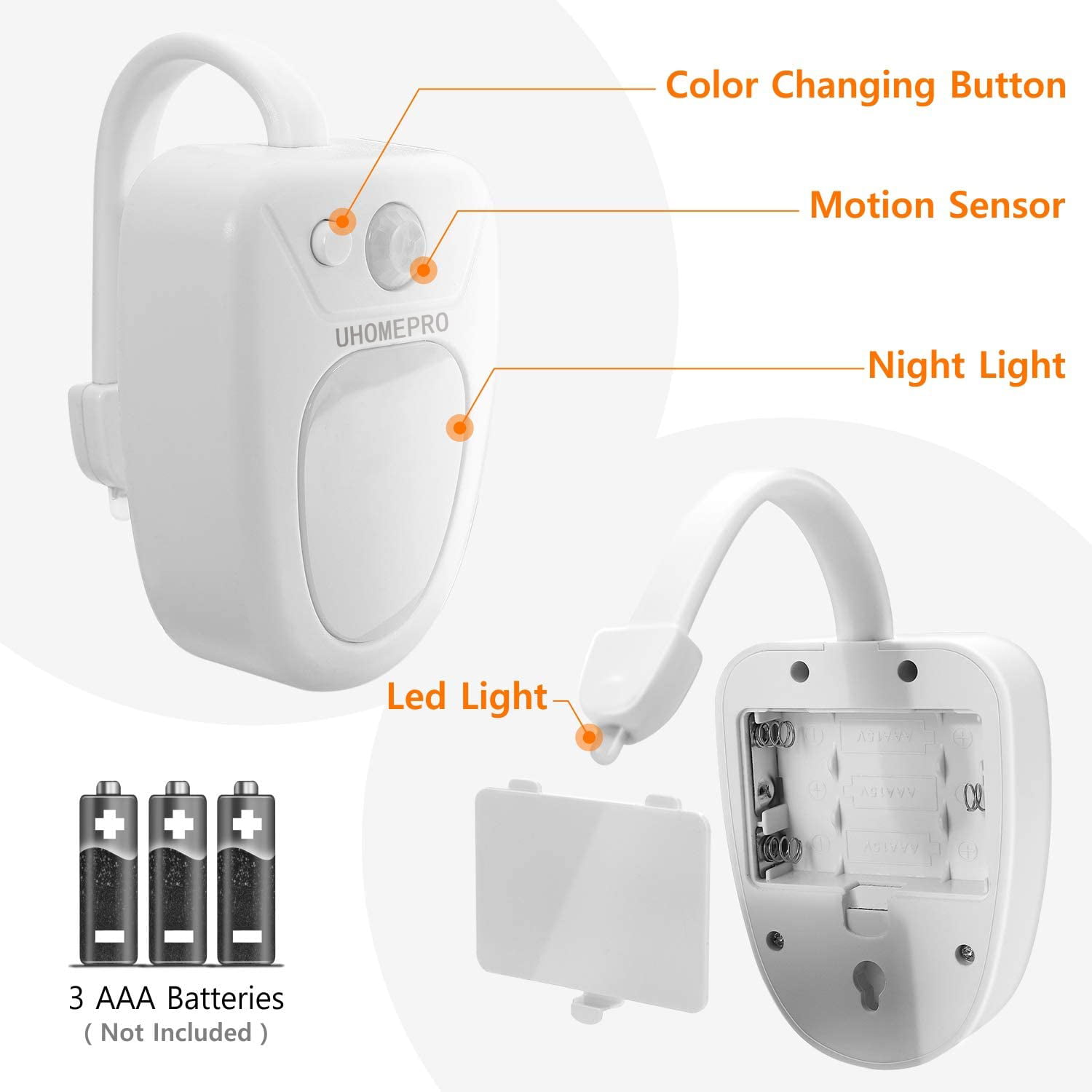 2 Pack Toilet Night Light 8 Color LED Motion Activated Sensor Bathroom Bowl Seat 
