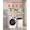 thumbnail image 6 of KFFKFF Storage Racks Above Washing Machine and Dryer, 6-Level Clothes Drying Stand with Hanging Rod and Hooks, Dual Row Adjustable Space-Efficient Shelves, Ideal for Laundry Room Organizing, White, 6 of 9