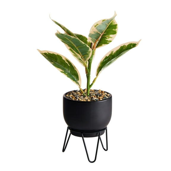 Better Homes & Gardens Artificial Ficus Plant in Black Ceramic Pot with Stand, 13"