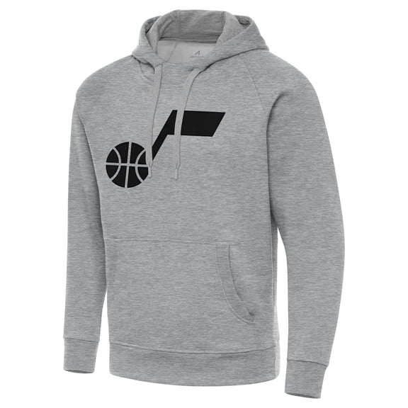 Men's Antigua Heather Gray Utah Jazz Big & Tall Victory Raglan Pullover Hoodie