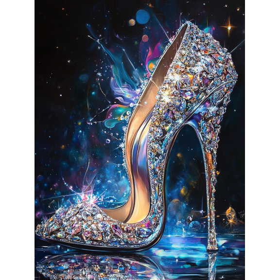 DIY High Heel Diamond Painting 12x16 Inch, Full Round Drill Kits Mosaic Art for Adults Relax & Home Wall Decor Festival Gift 423